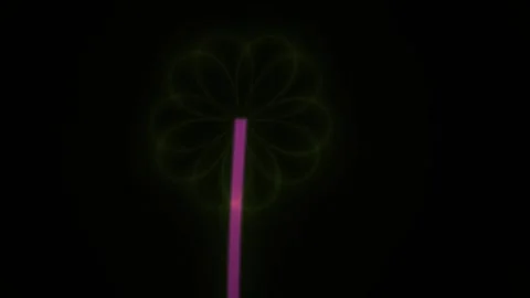 Neon glowing flower shape light effect animation on dark background. Stock Footage 334535859