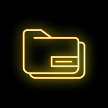 Neon glowing folder icon on dark background Illustrazione stock