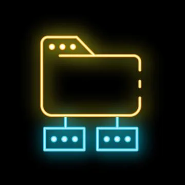 Neon glowing folder sharing on black background イラスト素材