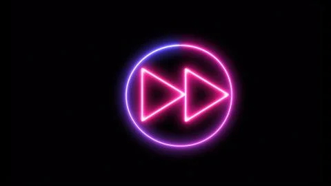 Neon glowing forward button. Fast-forward button with neon circle Stock Illustration