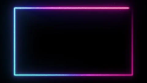Neon glowing frame background. Laser show border. Stock Illustration