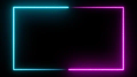 Neon glowing frame background. Laser show border. Stock Illustration