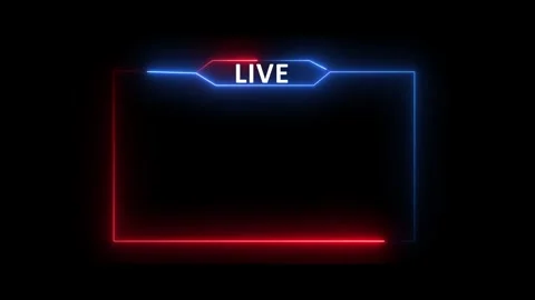 Neon glowing frame border with live text animation for streaming and broadc.. Video stock 337805459