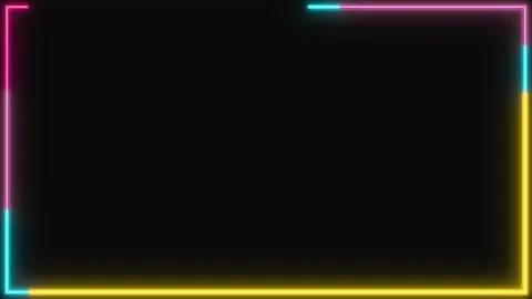 Neon Glowing Frame Loop Animation with Moving Laser Light Border for Futuristic Video stock 336309476