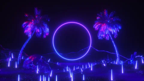 Neon Glowing Frame with Magic Landscape Video stock 169489387