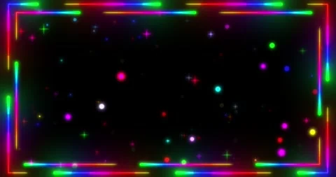 Neon Glowing Frame Particle Stockbeeldmateriaal 335827615