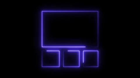 Neon glowing frames for content display template on dark background Stock Footage 308712989