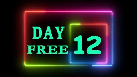 Neon glowing frames day free 12 number 스톡 일러스트