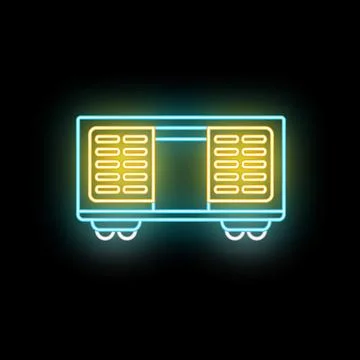 Neon glowing freight train boxcar icon Illustrazione stock