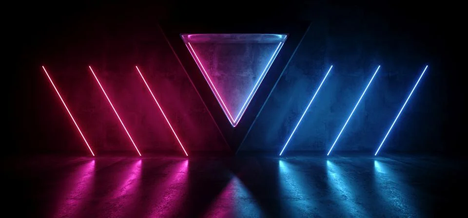 Neon Glowing Future Sci Fi Night Fashion Club Laser Beam Purple Blue Concrete Illustrazione stock