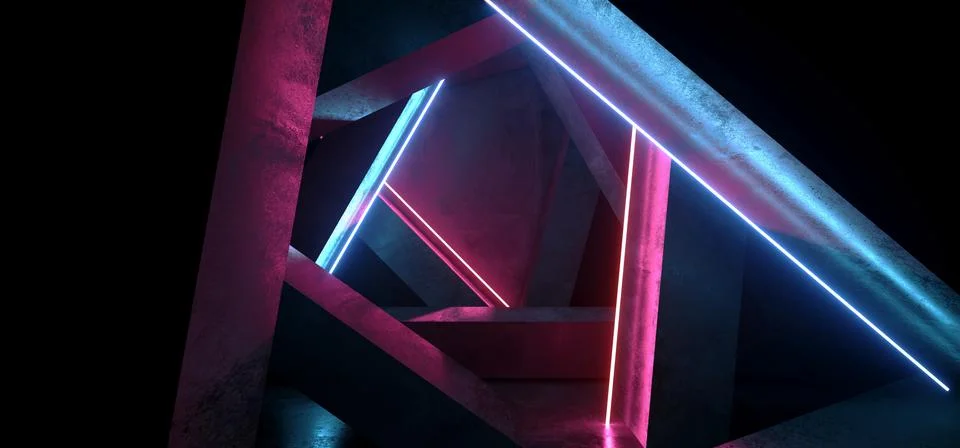Neon Glowing Future Sci Fi Night Fashion Club Laser Beam Purple Blue Concrete Illustrazione stock
