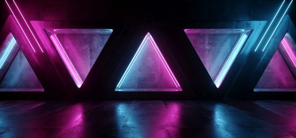 Neon Glowing Future Sci Fi Night Fashion Club Laser Beam Purple Blue Concrete Illustrazione stock