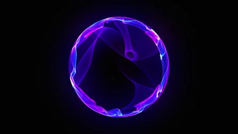 Neon glowing futuristic 3d sphere seamless motion. Abstract purple and blue Stock-Footage 307935341