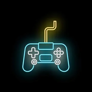 Neon glowing game controller illustrating gaming and entertainment Stock Illustration