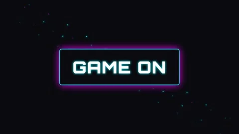 Neon glowing 'Game On' sign animation on dark background Stock Footage 336889770