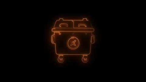 Neon glowing garbage bin icon with rotating arrow symbol animation isolated.. Stock Footage 338130823