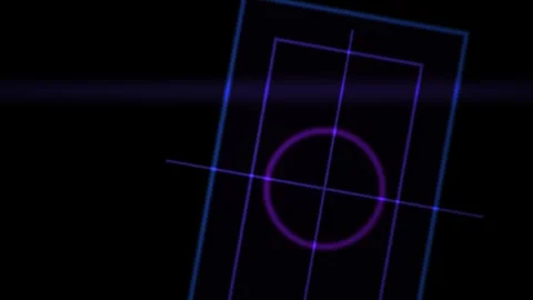 Neon Glowing Geometric Lines Rotating as Futuristic Target Reticle Motion G.. Stock Footage 343736210