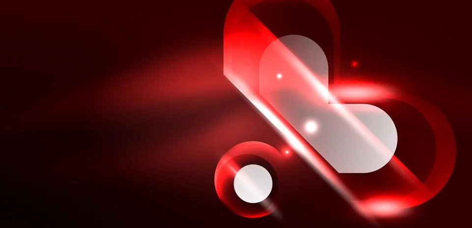 Neon glowing geometric shapes vector abstract background. Round elements, light イラスト素材