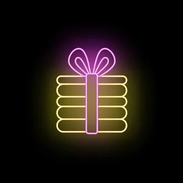 Neon glowing gift box celebrating holiday events Stock Illustration