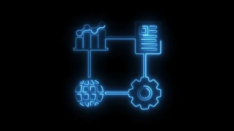 Neon glowing global data network connection process Stock Footage 308287015