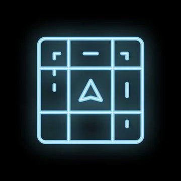 Neon glowing gps navigation system on black background Stock Illustration