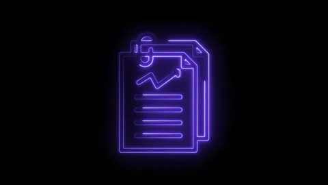 Neon glowing graph on document paper with paperclip business finance analytics Stock Footage 333960637