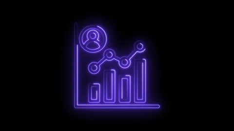 Neon glowing graph with user icon and data points showing business growth a.. Stock Footage 346140787