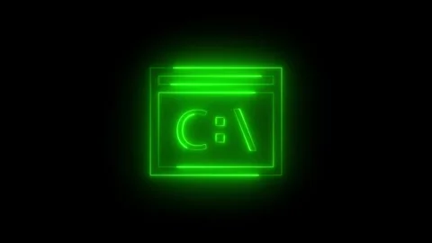 Neon glowing green color command prompt icon on black background animation Video stock 274263876