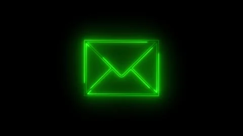 Neon glowing green envelope mail icon animation in black background Stock-Footage 269221093