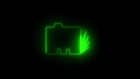 Neon glowing green folder files icon animation in black background Vídeos de archivo 265840959