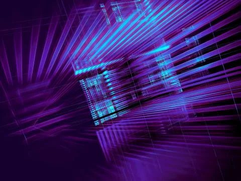 Neon glowing grid - abstract digitally generated 3d illustration Stock Illustration
