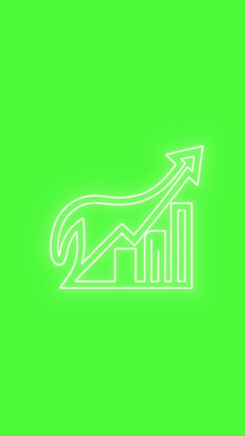 Neon Glowing Growth Bar Graph Animation On Green Screen Stock Footage 328596786