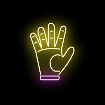 Neon glowing hand creating a four fingers gesture Stock Illustration