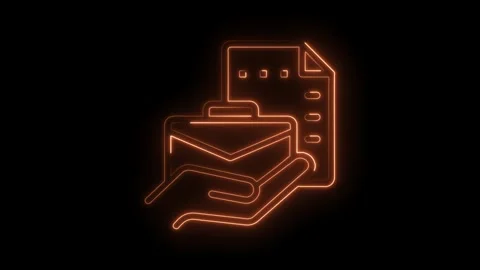 Neon glowing hand holding envelope and document data transfer animation concept 스톡 동영상 322976513