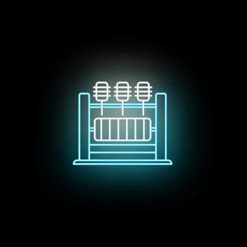 Neon glowing handloom machine producing textile fabric Stock Illustration