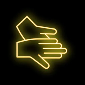 Neon glowing hands clapping applause icon Stock Illustration