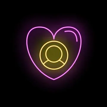 Neon glowing heart with user profile icon イラスト素材