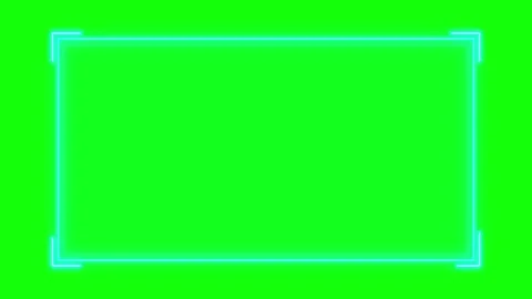 Neon glowing hud frame overlay with corner accents on green screen for ui b.. Stock Footage 337555625