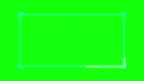 Neon glowing hud frame overlay with animated scanning border on green screen Stock Footage 337555628