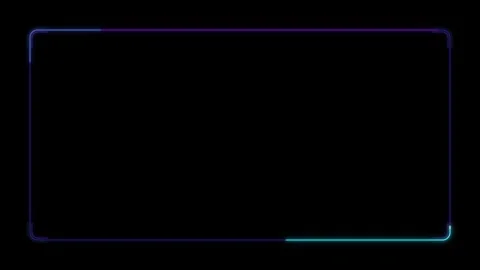 Neon glowing hud frame overlay, digital tech border for streaming and gamin.. 库存影片 344863228