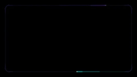 Neon glowing hud frame overlay with animated light border for futuristic ui Stock Footage 344863229