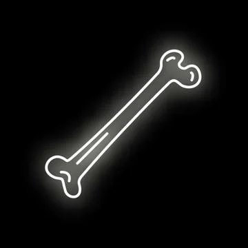 Neon glowing human bone outline isolated on black Stock Illustration
