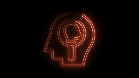 Neon glowing human head profile animation concept of psychology and mindset on Stock Footage 322961889