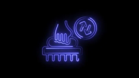Neon glowing ic socket processor swap represents high technology data transfer Stock Footage 322989096