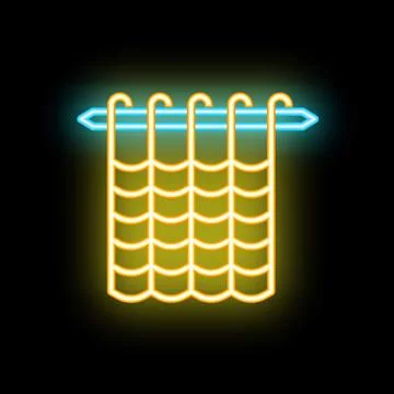 Neon glowing icon of knitting needle creating a warm scarf Illustrazione stock