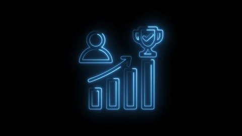 Neon glowing icon representing career growth success and achievement with upward Stock Footage 333956790