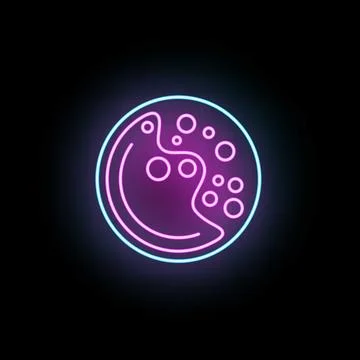 Neon glowing icon representing a chocolate chip cookie Stock Illustration