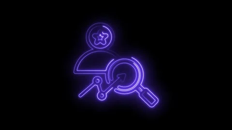 Neon glowing icon representing customer analytics growth and user research .. Stock Footage 346141296
