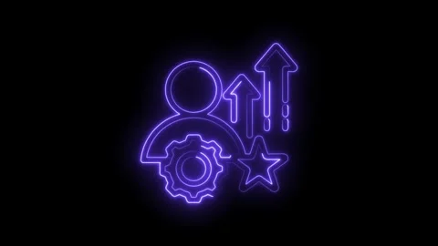 Neon glowing icon representing personal growth career advancement success and Stock Footage 333959240