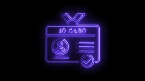 Neon glowing identification card animation on a black background identity Stock Footage 330776386